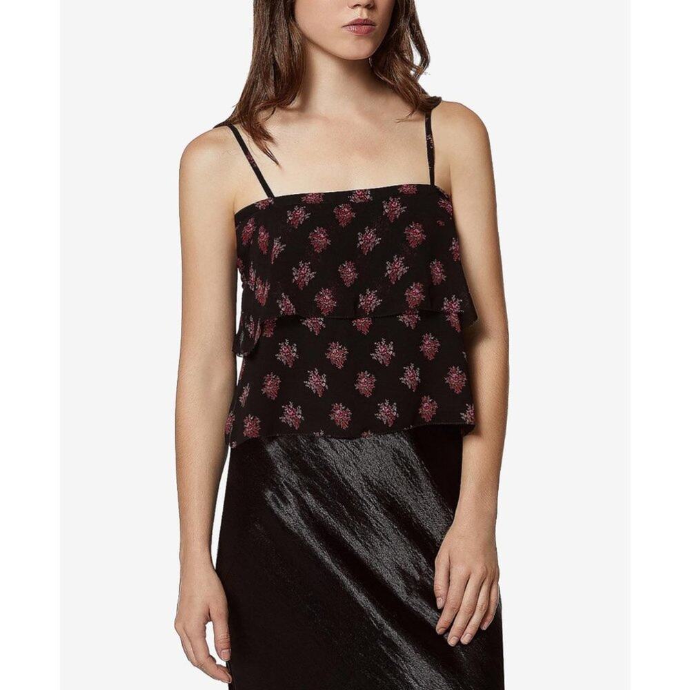 New Avec Les Filles Floral-Print Tiered Camisole Cordovan Multi Women's Size M